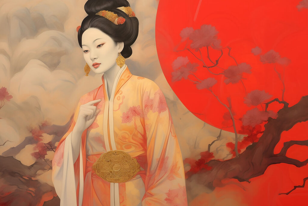 Frau im Kimono — ganzes Design