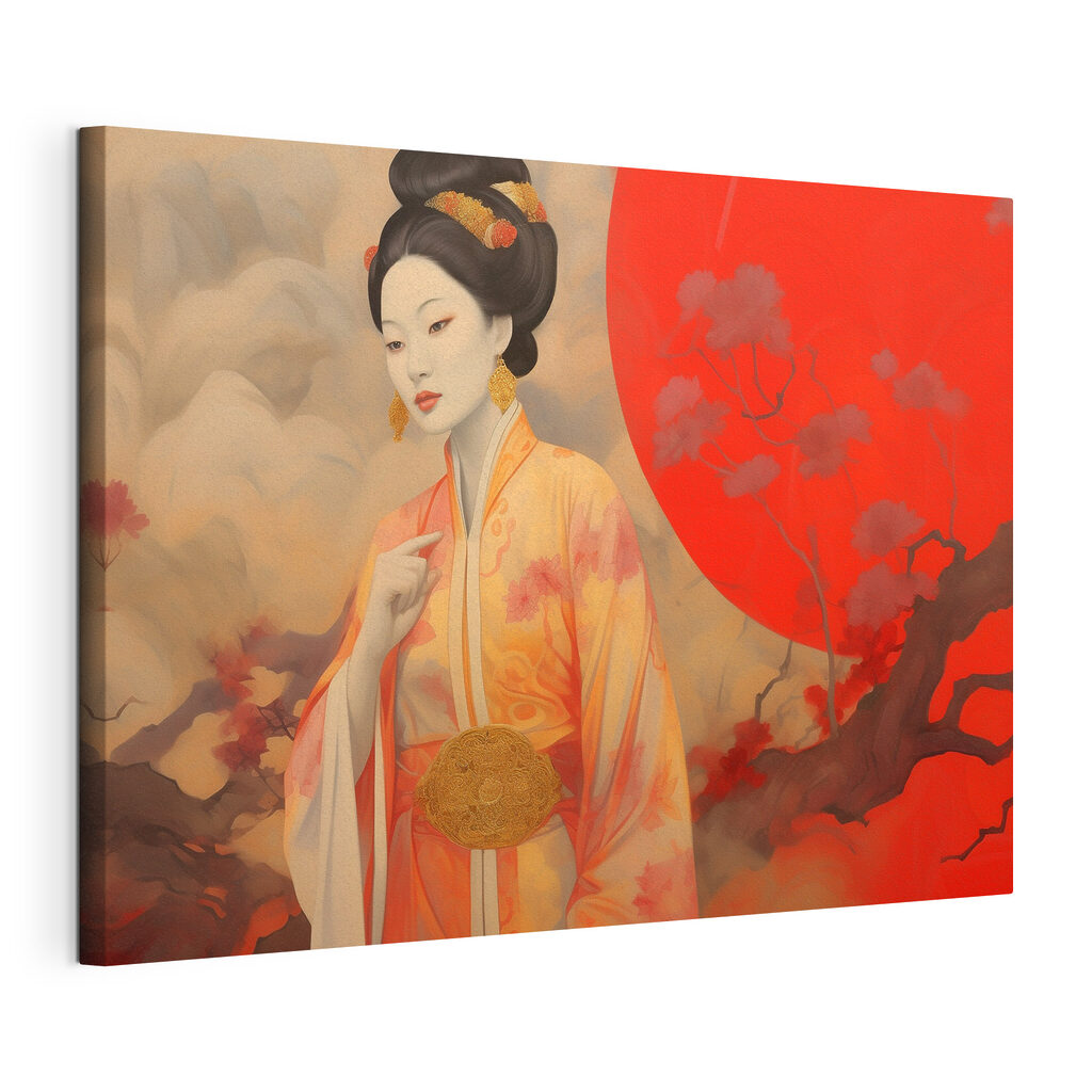 Frau im Kimono, gespannte Leinwand mit umlaufender Kante
