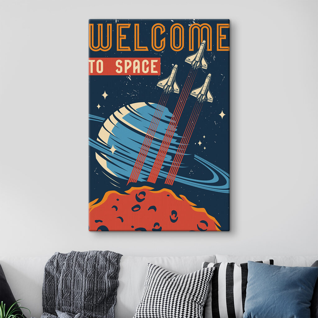 Willkommen im Weltraum in einem Interieur