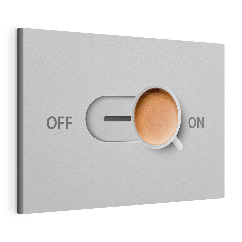 Kaffeeschalter, gespannte Leinwand mit umlaufender Kante