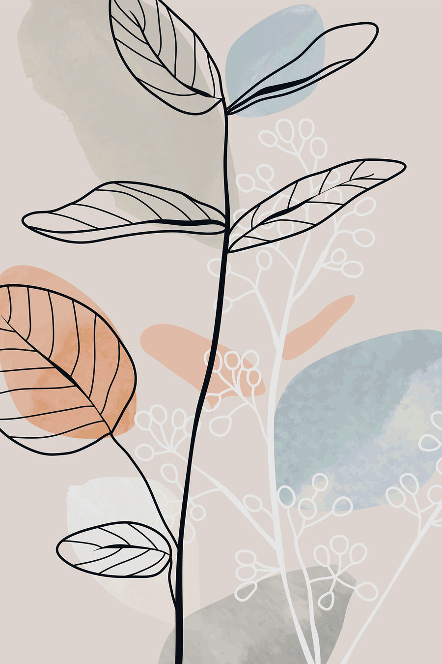 Schlanker Blattzweig — ganzes Design