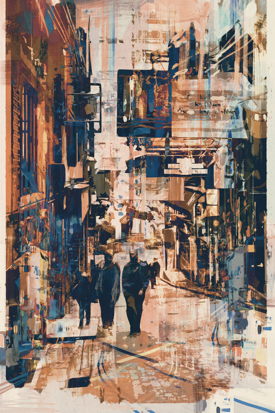 Spaziergänger in der Gasse — ganzes Design