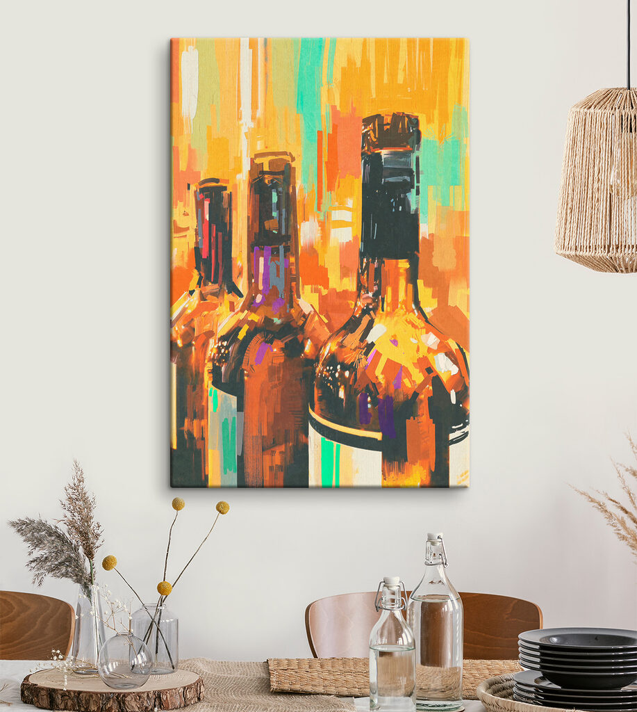 Flaschen vor buntem Grund — Interieur 1