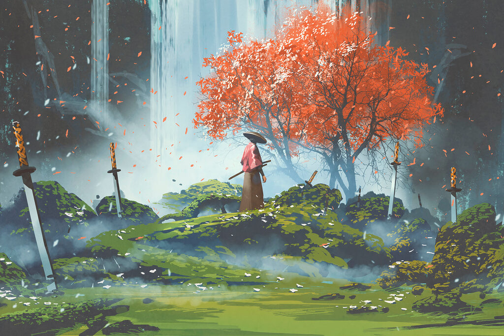 Stille bei roten Bäumen — ganzes Design