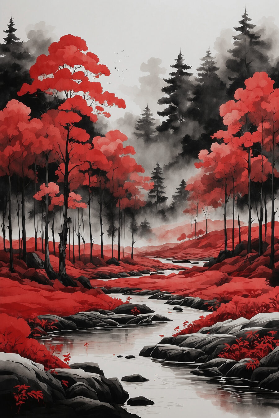Fluss durch den Wald — ganzes Design