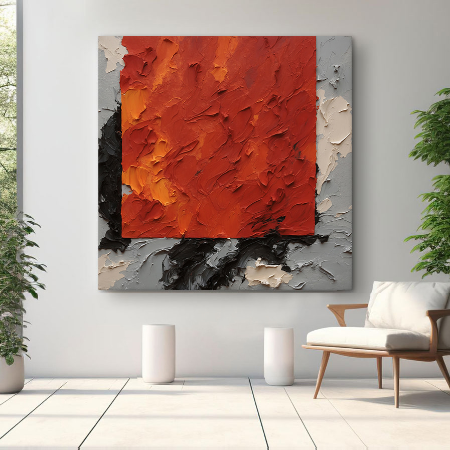 Fenster in Rotorange in einem Interieur