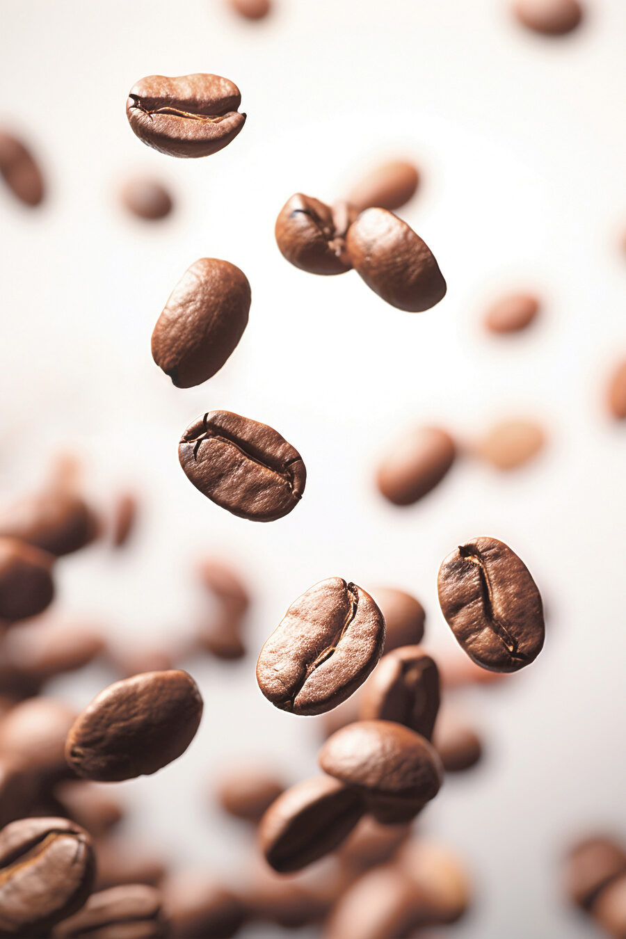 Fallende Kaffeebohnen — ganzes Design