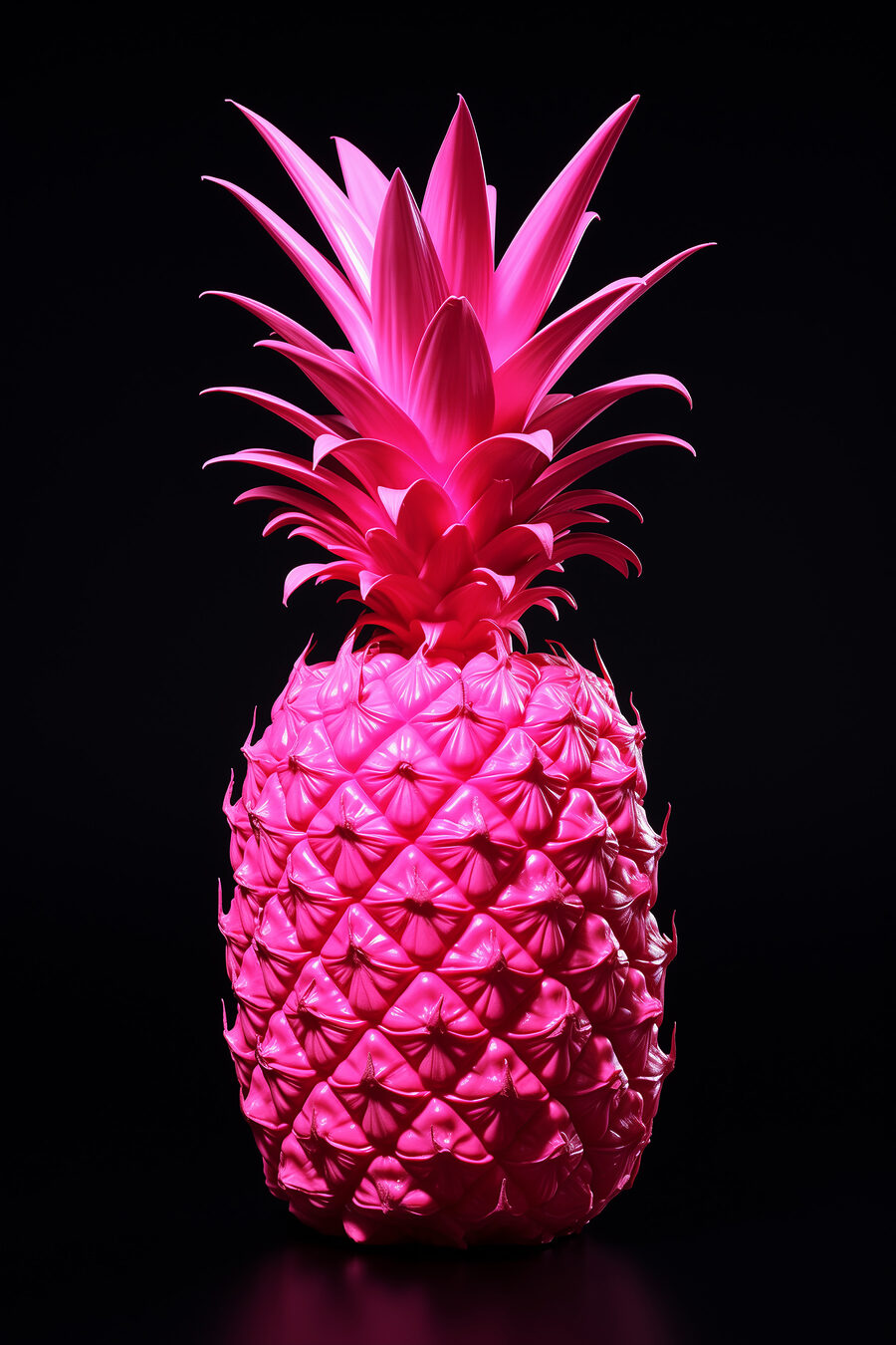 Rosa Ananas auf Schwarz — ganzes Design