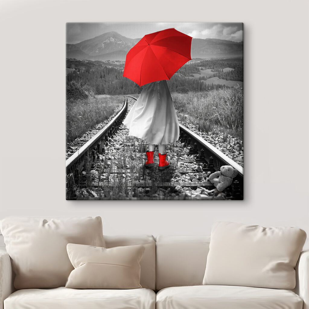 Roter Schirm auf Schienen — Interieur 1
