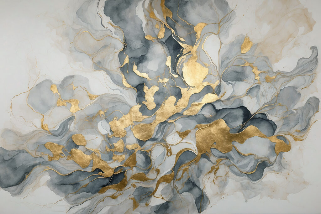 Goldschlieren in Grau — ganzes Design