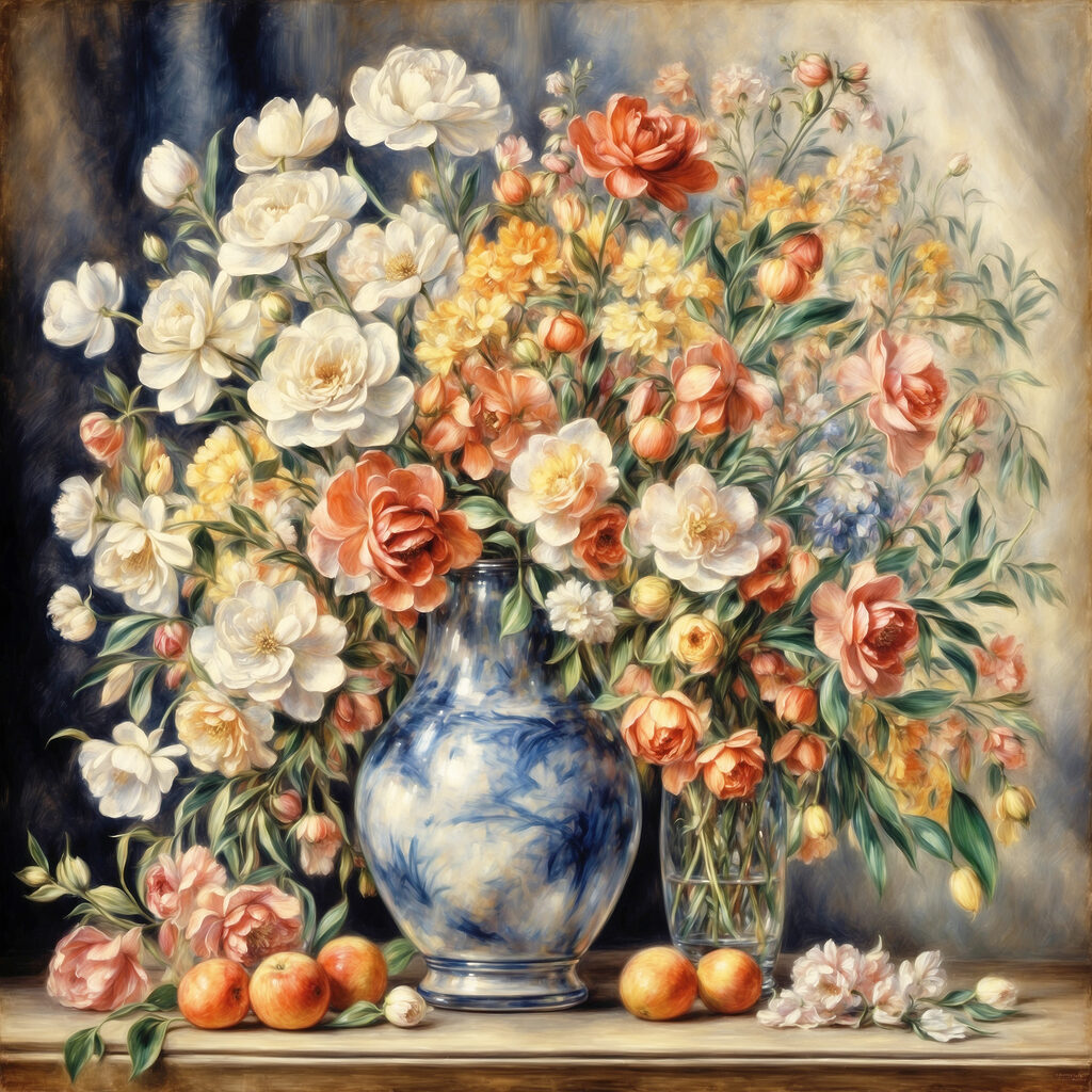 Blumenstrauß mit Früchten — ganzes Design