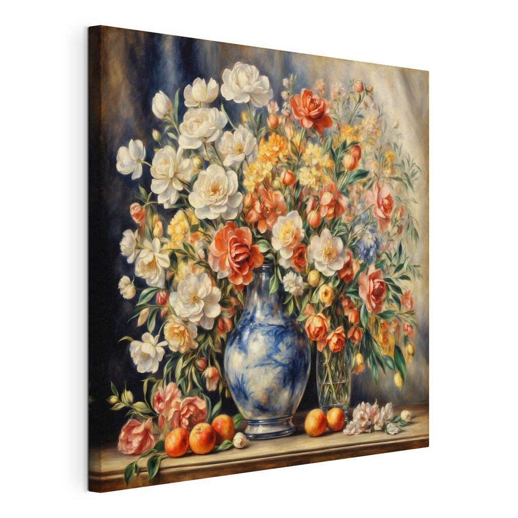 Blumenstrauß mit Früchten, gespannte Leinwand mit umlaufender Kante