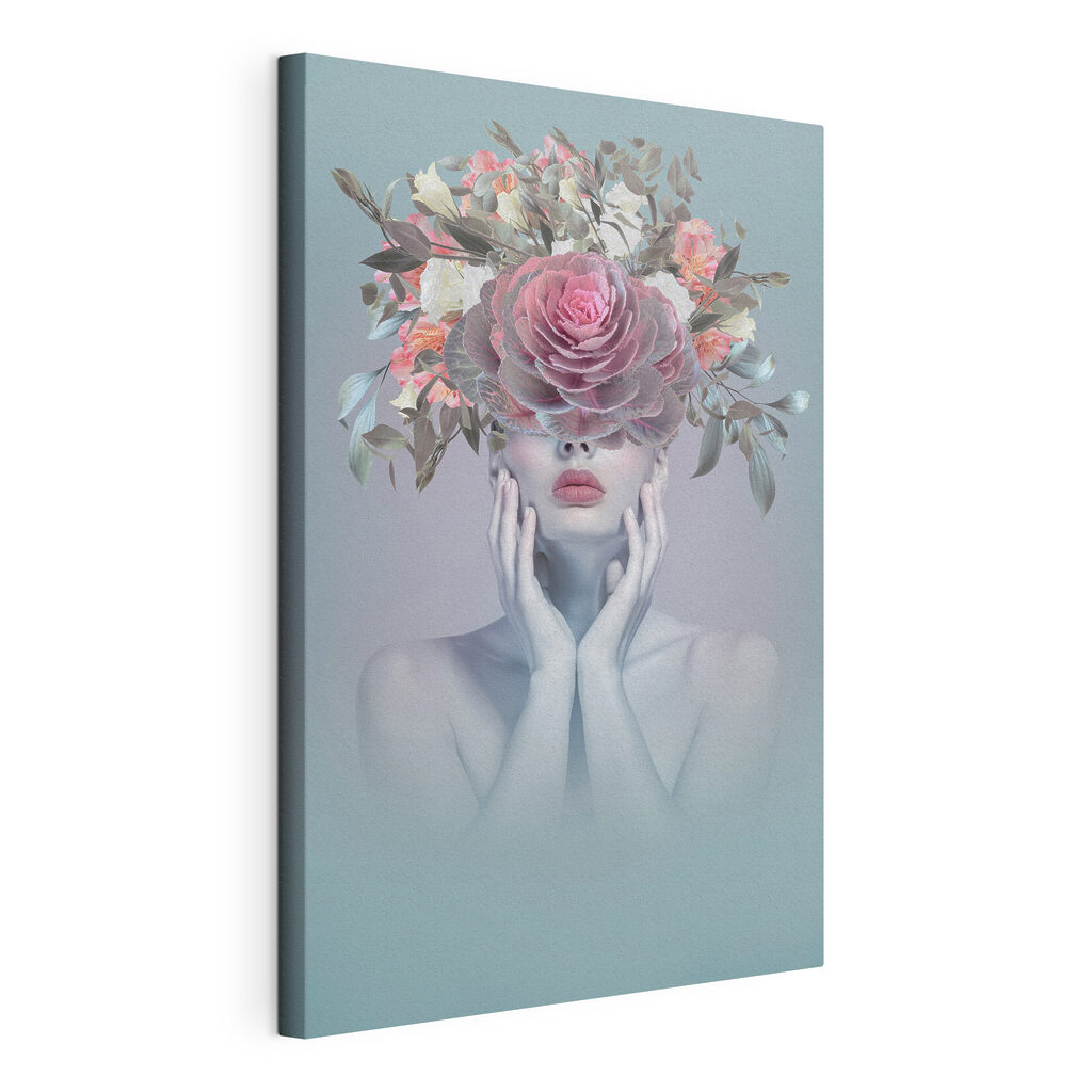 Frau mit Blumenkrone, gespannte Leinwand mit umlaufender Kante