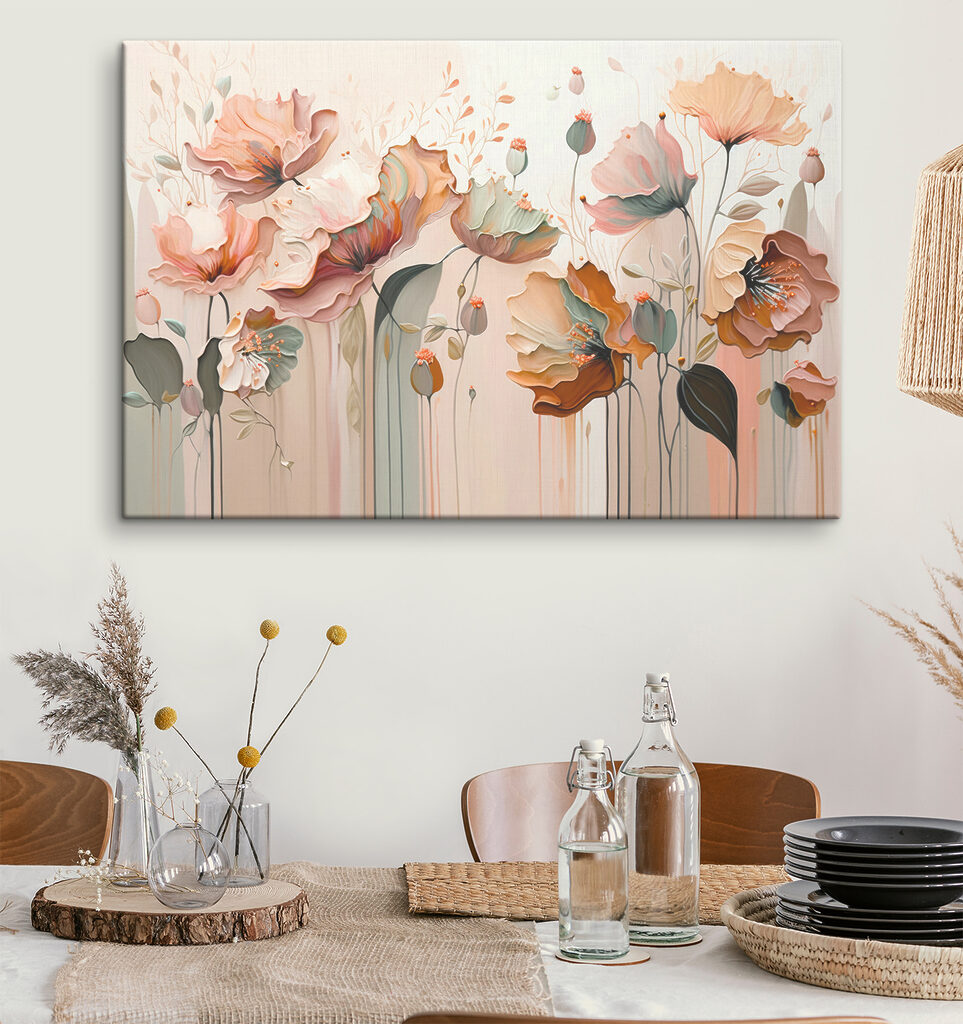 Blüten in sanften Lachstönen in einem Interieur