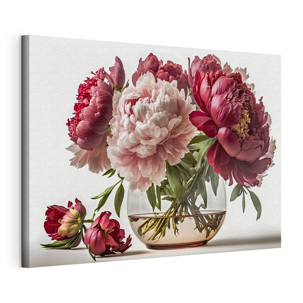 Rosa und weiße Blumen, gespannte Leinwand mit umlaufender Kante