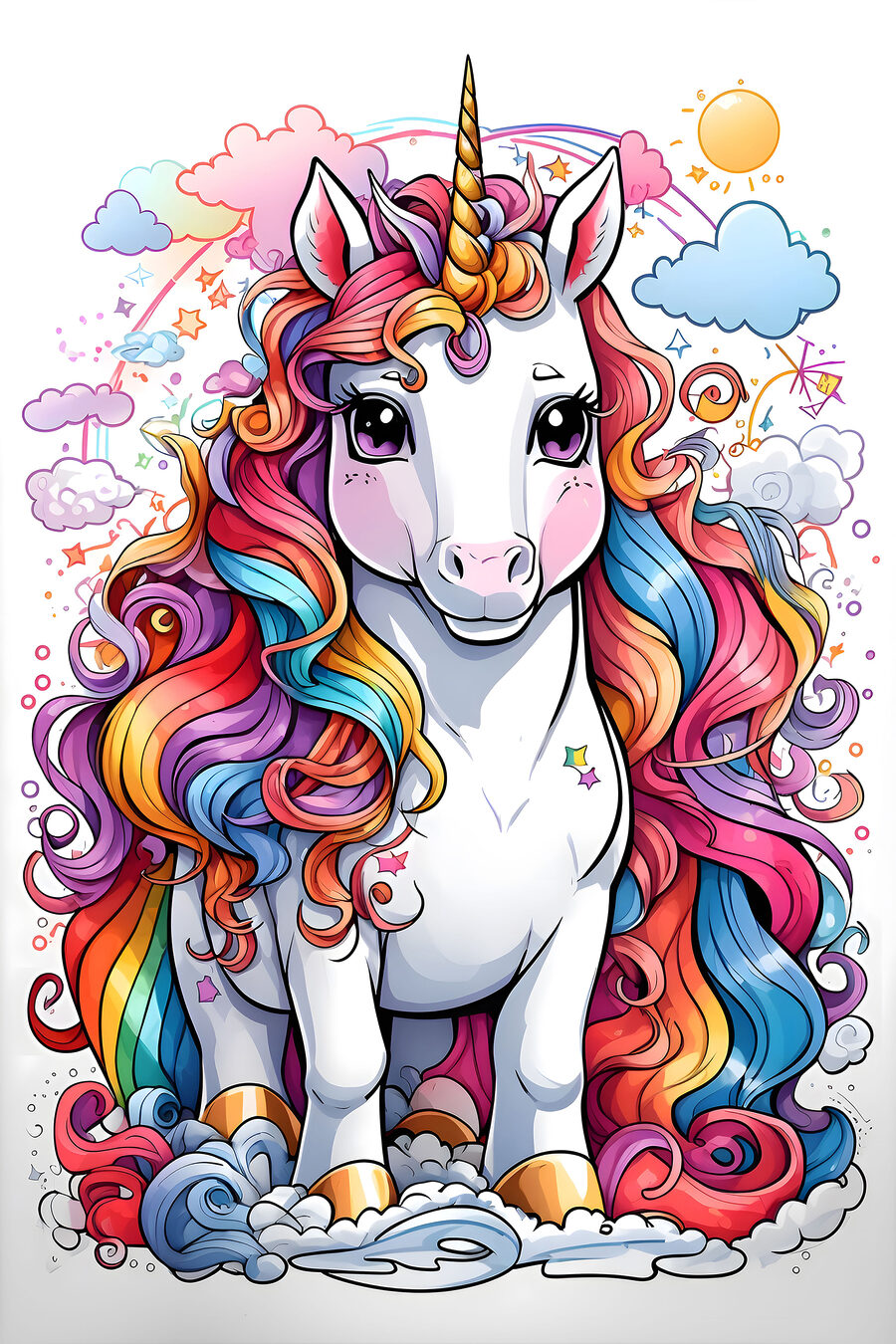 Einhorn mit Regenbogenmähne — ganzes Design