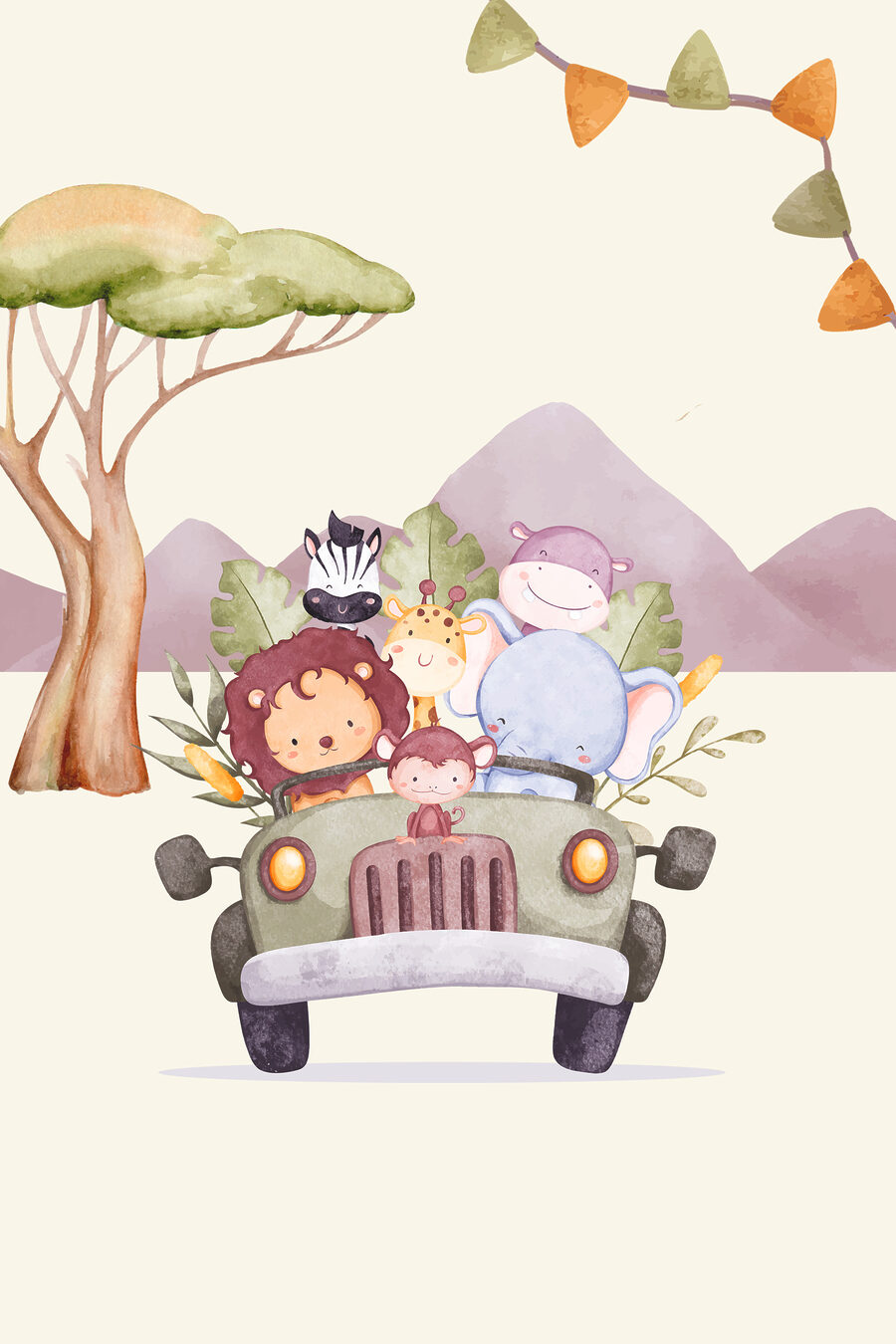 Tierfreunde auf Safari — ganzes Design