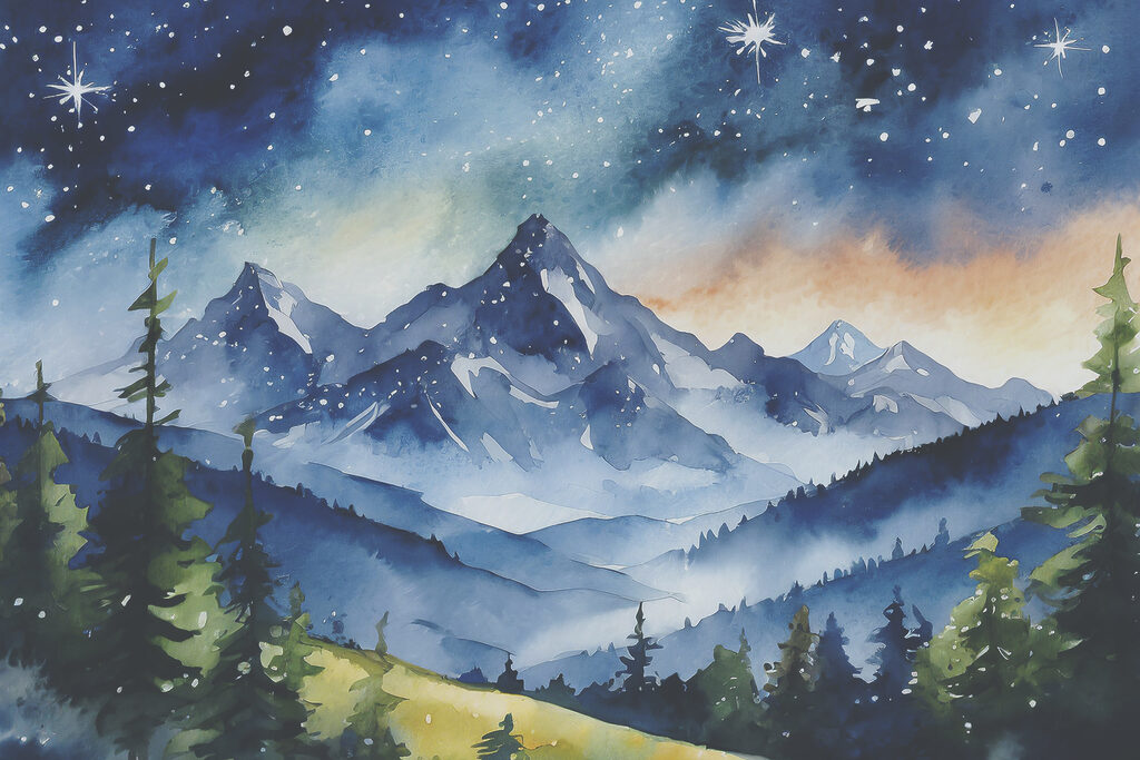 Berge unter Sternen — ganzes Design