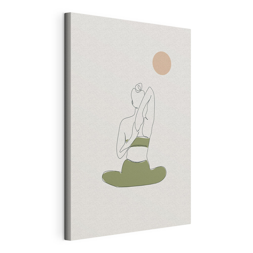 Yoga im Schneidersitz, gespannte Leinwand mit umlaufender Kante
