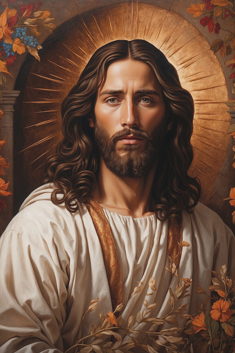 Jesus mit goldenem Heiligenschein — ganzes Design