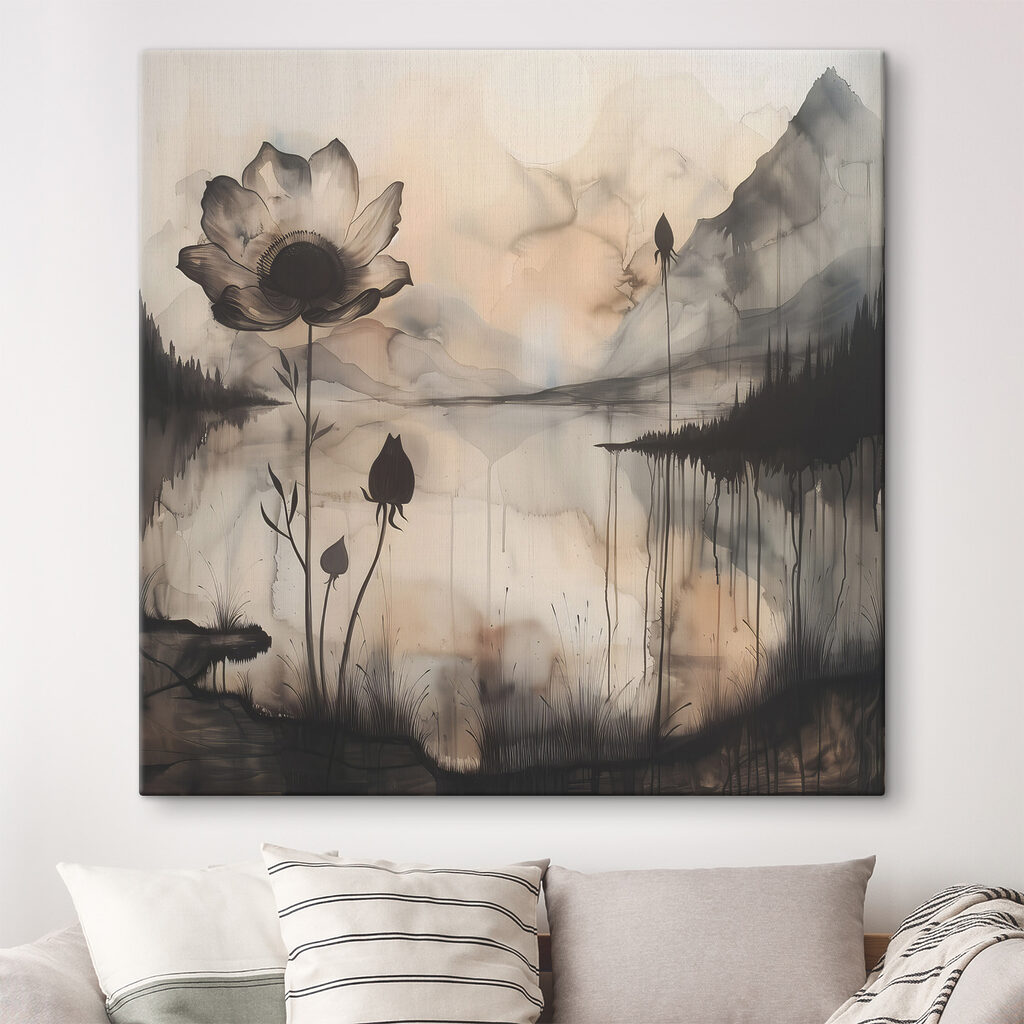 Blüte vor nebligem See — Interieur 1