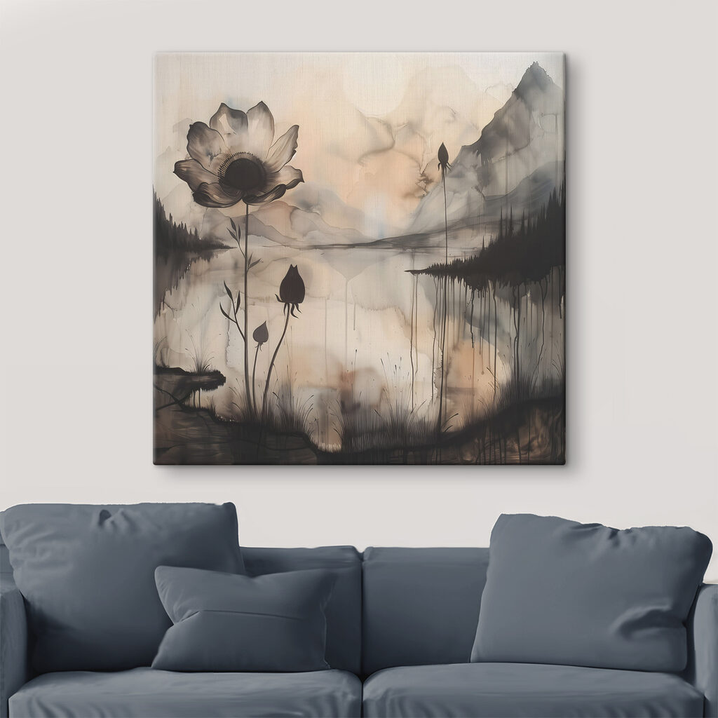 Blüte vor nebligem See — Interieur 2