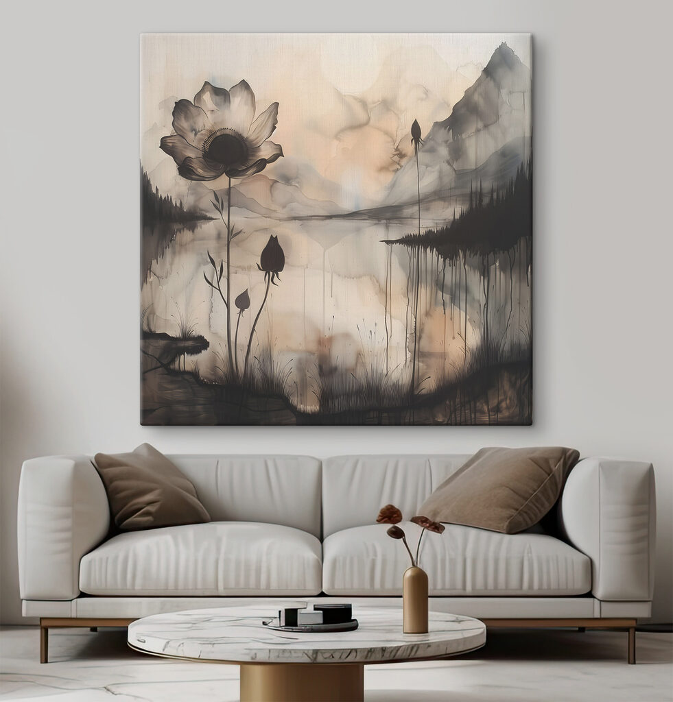 Blüte vor nebligem See — Interieur 3