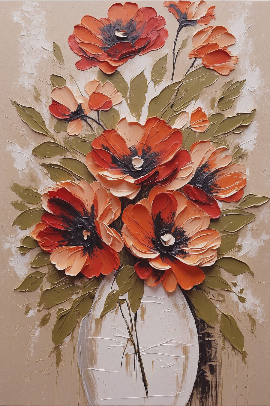 Orangerote Blüten im Glas — ganzes Design