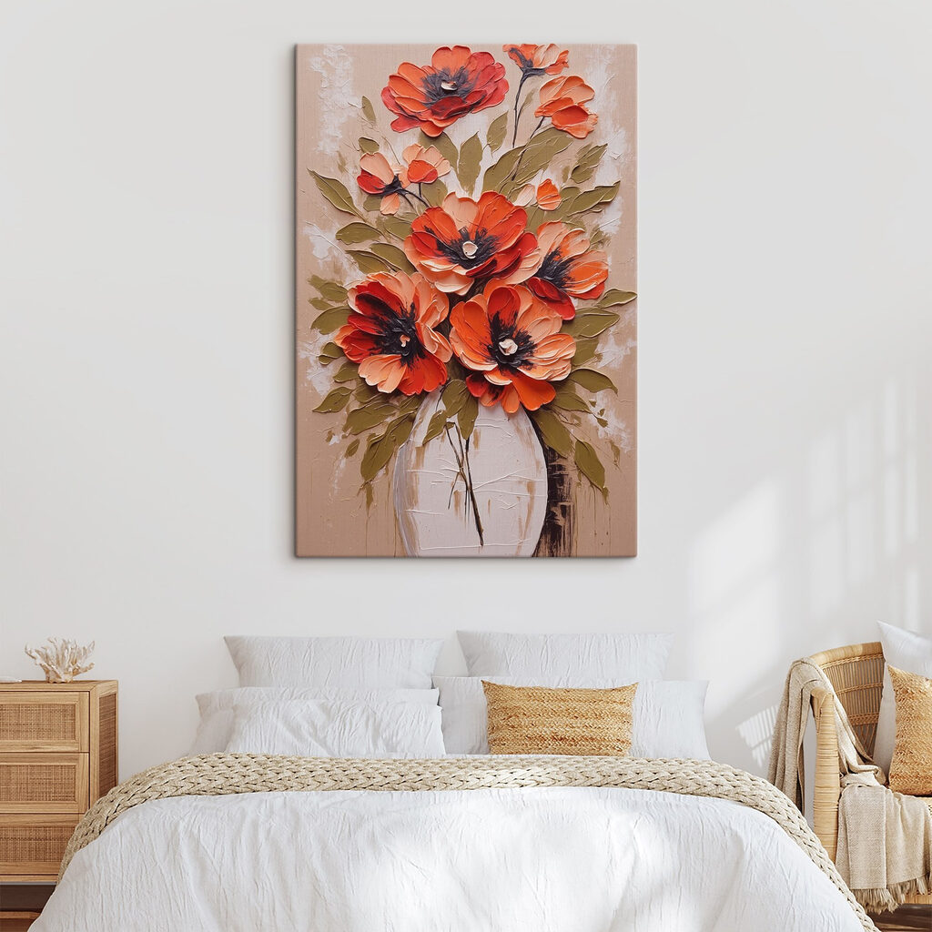 Orangerote Blüten im Glas — Interieur 4