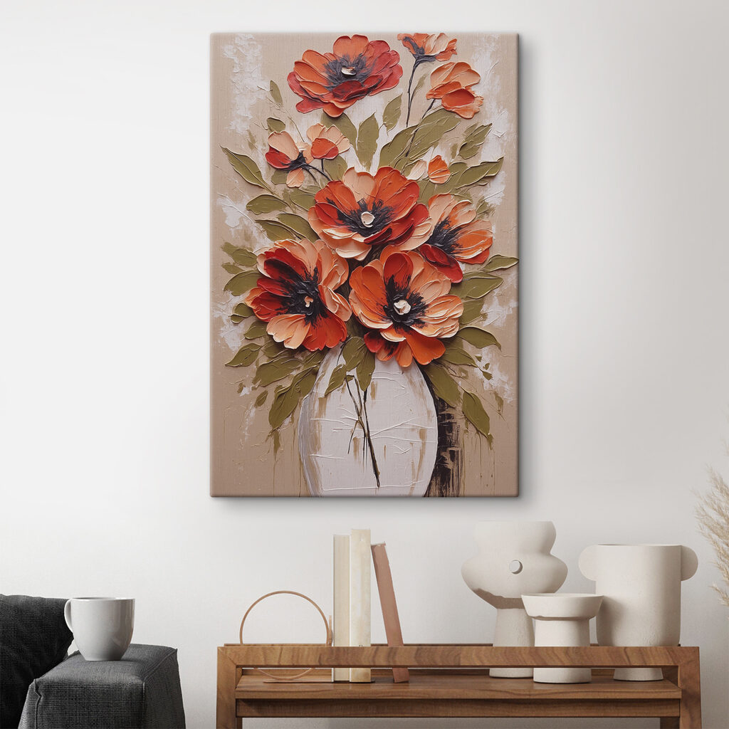 Orangerote Blüten im Glas — Interieur 2