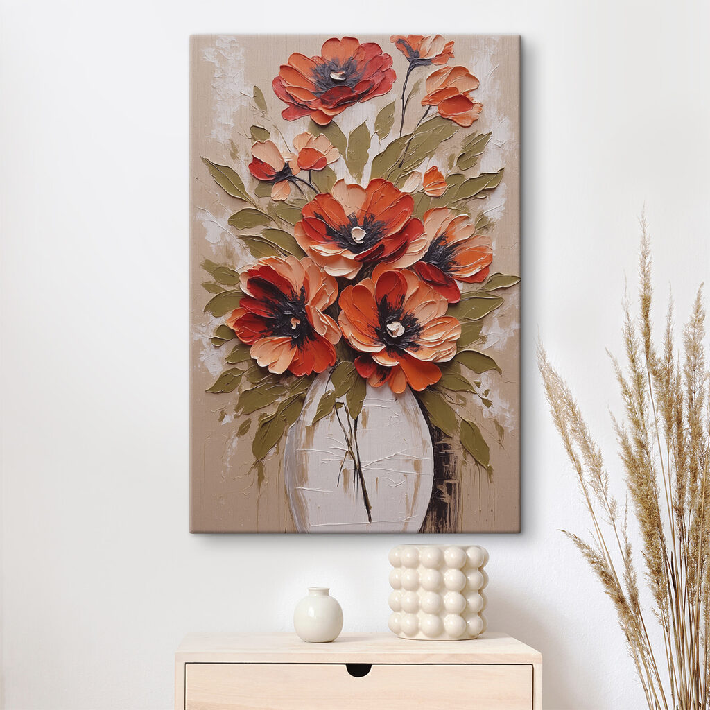 Orangerote Blüten im Glas — Interieur 3