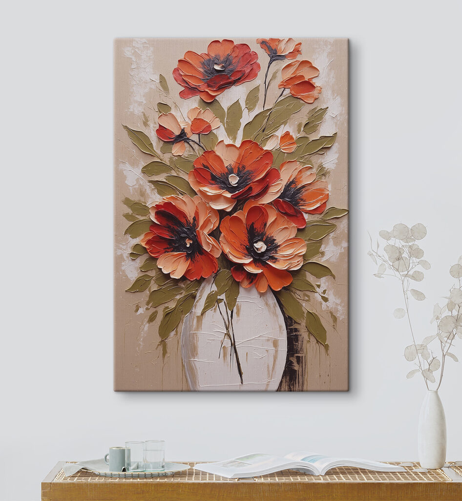 Orangerote Blüten im Glas — Interieur 1