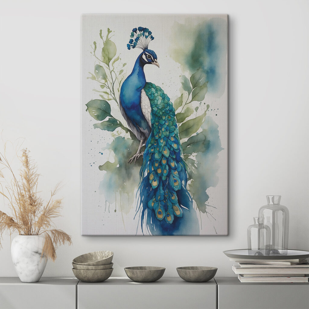 Pfau in zarten Aquarelltönen — Interieur 3