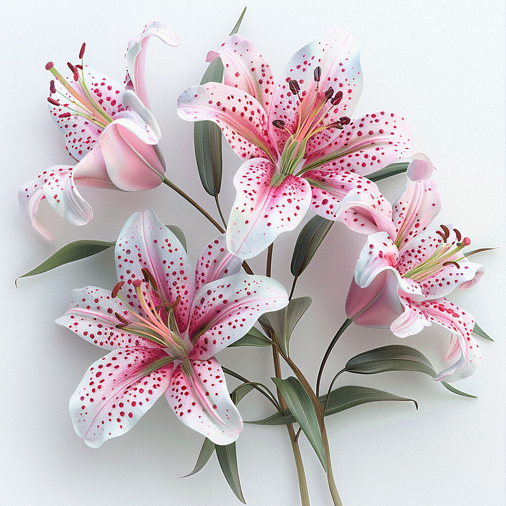 Gesprenkelte rosa Lilien — ganzes Design