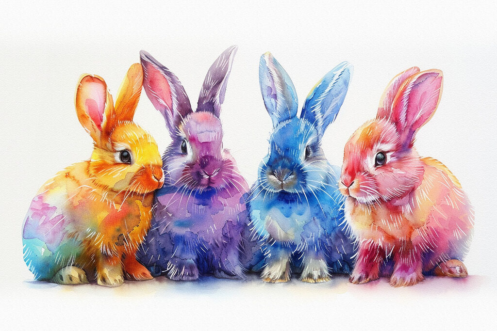 Bunte Häschen — ganzes Design