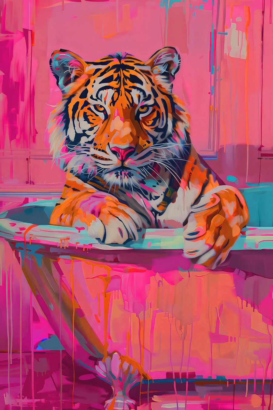 Tiger in der Badewanne — ganzes Design