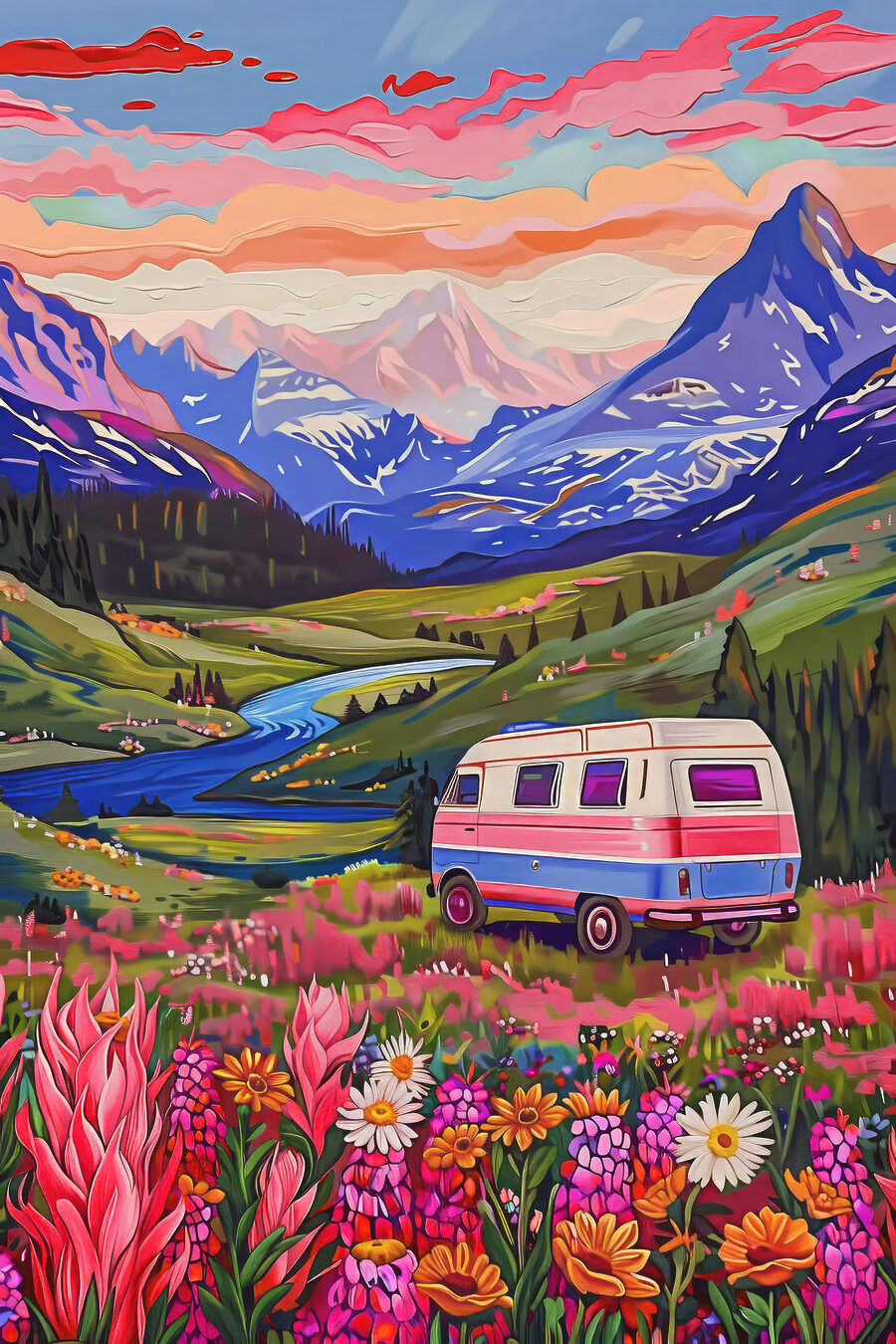 Abenteuer im Campingbus — ganzes Design