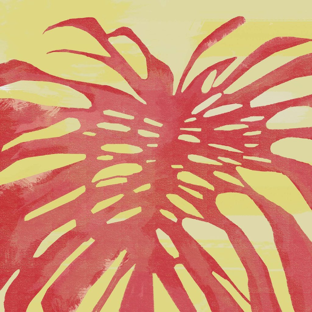Rotes Blatt auf Gelb — ganzes Design