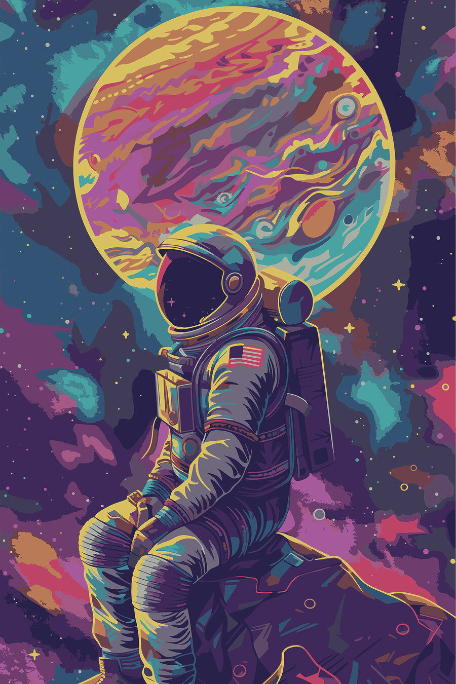 Astronaut in fremder Welt — ganzes Design