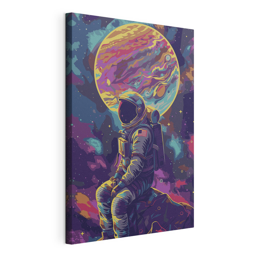 Astronaut in fremder Welt, gespannte Leinwand mit umlaufender Kante