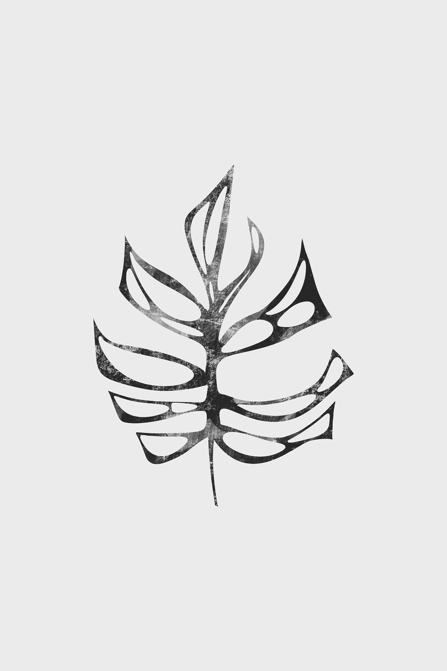 Monstera in Schwarz-Weiß — ganzes Design
