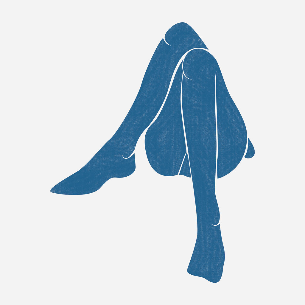 Sitzende Figur in Blau — ganzes Design