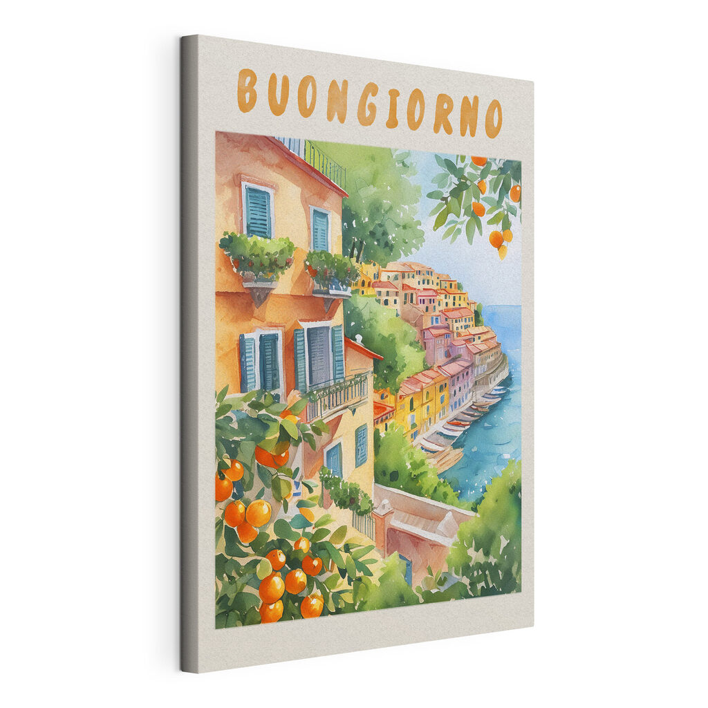 Buongiorno mit Orangen, gespannte Leinwand mit umlaufender Kante