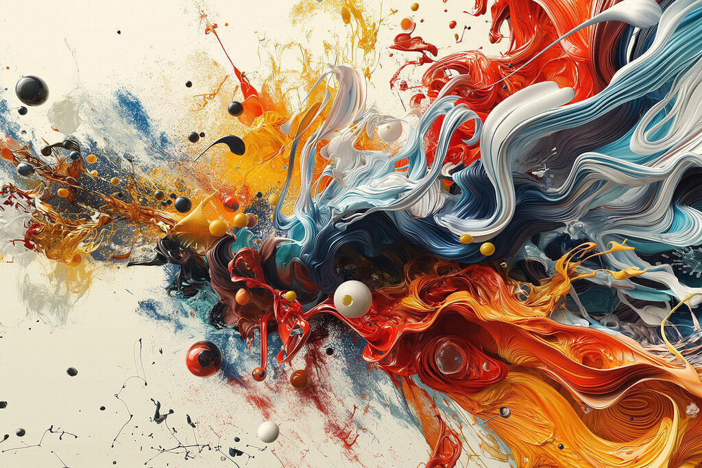 Wirbelnde Farben und Spritzer — ganzes Design