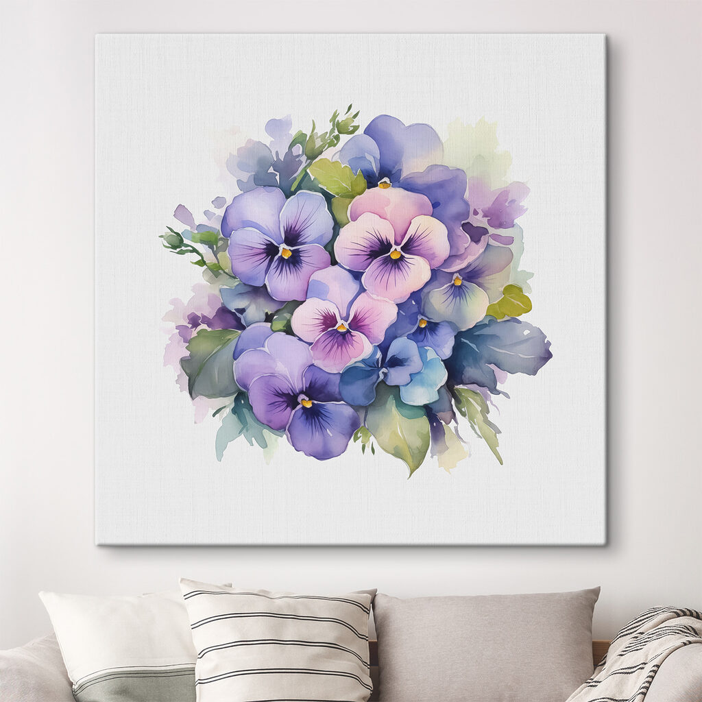 Veilchen in zartem Aquarell in einem Interieur