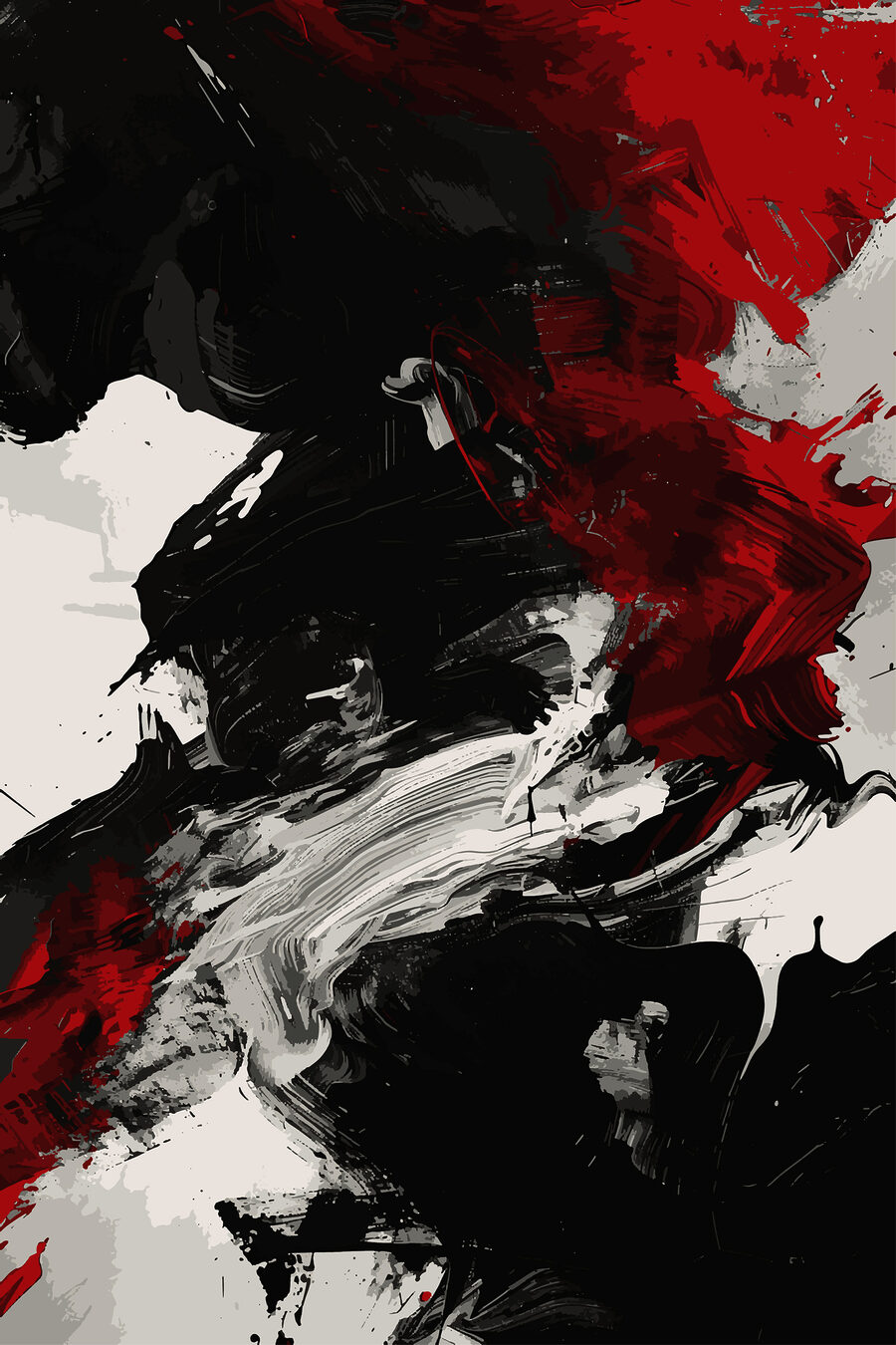 Schwarz-rote Pinselstriche — ganzes Design