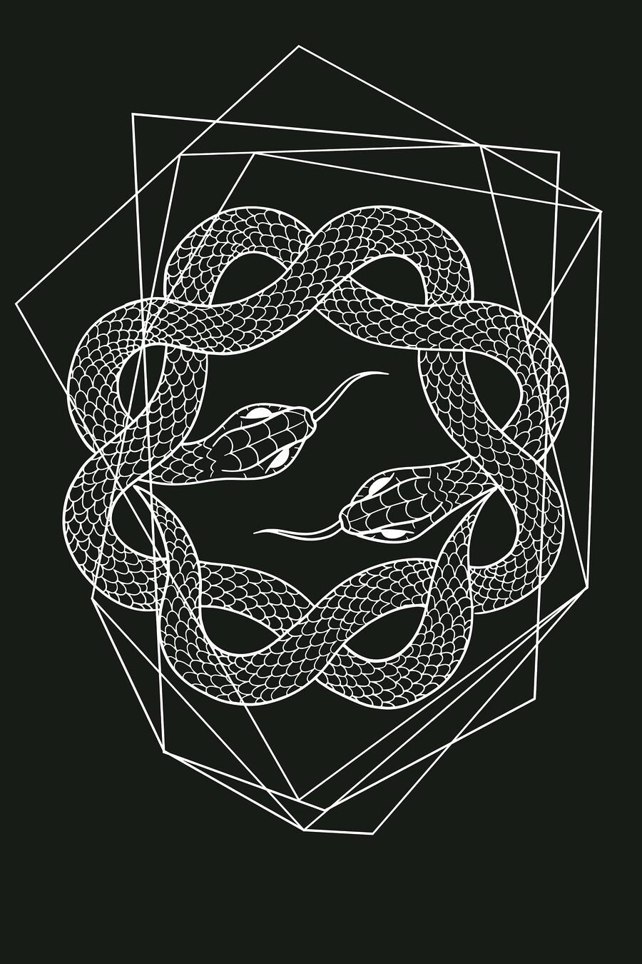 Schlangen im Linienspiel — ganzes Design