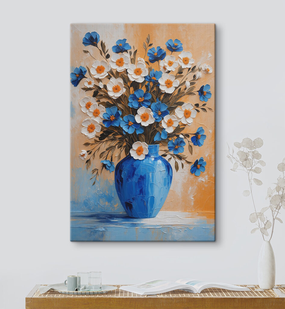Blumen in blauer Vase — Interieur 3