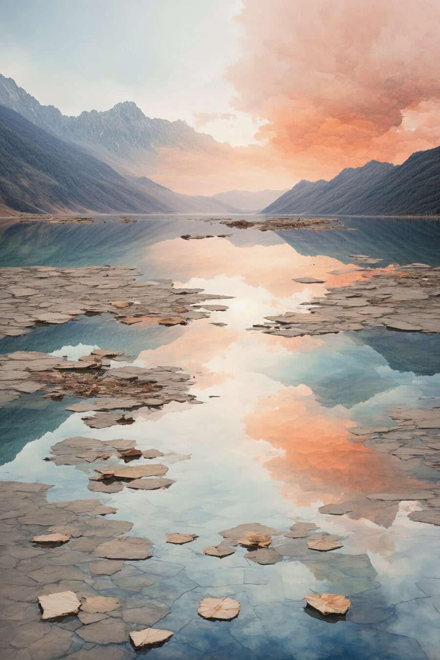 Bergsee im Abendlicht — ganzes Design