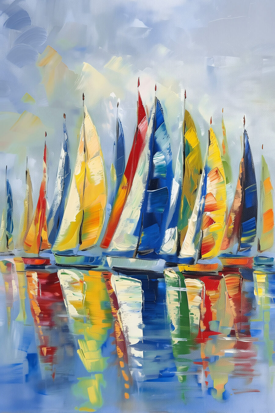 Segelboote und Spiegelungen — ganzes Design